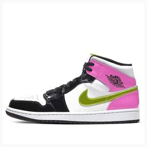 Nike Mid SE 'Cyber Active Fuchsia' Basketsko Air Jordan 1 Herre Hvite Gull Lilla | JD-925CL