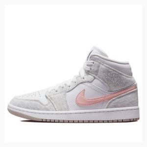 Nike Mid SE Light Iron Ore Light Iron Ore (W) Basketsko Air Jordan 1 Dame Hvite Grå Rosa | JD-142HQ