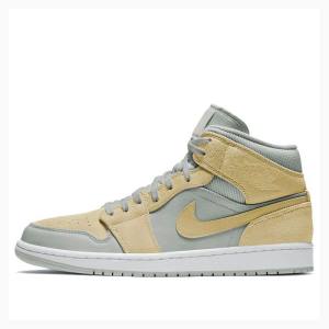 Nike Mid SE 'Tan Grey' Basketsko Air Jordan 1 Herre Grå Gul | JD-697NK