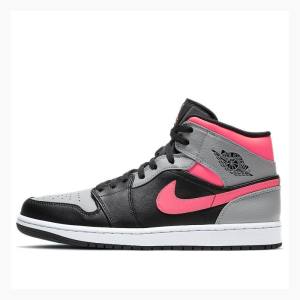 Nike Mid Shadow Basketsko Air Jordan 1 Herre Svarte Sølv Rosa | JD-083RJ