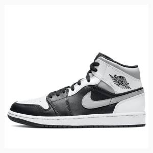 Nike Mid Shadow Basketsko Air Jordan 1 Herre Grå Svarte Hvite | JD-481BT