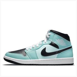 Nike Mid Teal Tint Basketsko Air Jordan 1 Dame Blå Svarte | JD-281VW