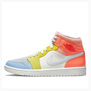 Nike Mid 'To My First Coach' To My First Coach (W) Basketsko Air Jordan 1 Dame Hvite Oransje Gul | JD-961DF