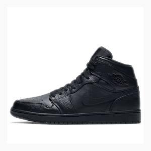 Nike Mid Triple Basketsko Air Jordan 1 Herre Svarte | JD-145JT