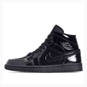 Nike Mid Triple Patent Basketsko Air Jordan 1 Dame Svarte | JD-796GY