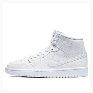 Nike Mid 'White Snakeskin'(W) Basketsko Air Jordan 1 Dame Hvite | JD-174GL