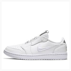 Nike RET Low Slip Joggesko Air Jordan 1 Dame Hvite | JD-975XP