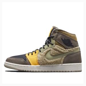 Nike RTR HI PREM UT Beach Ridgerock Basketsko Air Jordan 1 Dame Brune Gul | JD-854DK