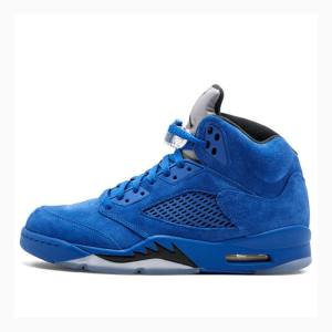 Nike Retro Flight Suit - Semsket Skinn Basketsko Air Jordan 5 Herre Blå | JD-289CU