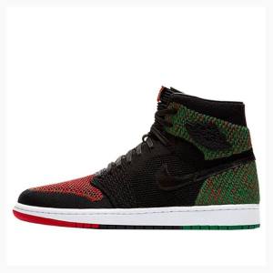 Nike Retro Flyknit History Month Basketsko Air Jordan 1 Herre Svarte Rød Grønn | JD-472GM