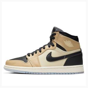 Nike Retro HI PRM Mushroom Basketsko Air Jordan 1 Dame Svarte Beige | JD-645RK