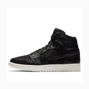 Nike Retro HI PRM Sail Basketsko Air Jordan 1 Dame Svarte | JD-329WV