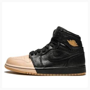 Nike Retro HI PRM Tan Basketsko Air Jordan 1 Dame Svarte Brune | JD-879MZ