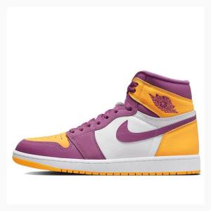 Nike Retro High OG Brotherhood Basketsko Air Jordan 1 Herre Lilla Gul | JD-540ML