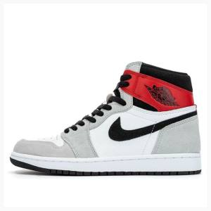 Nike Retro High OG Light Smoke Basketsko Air Jordan 1 Herre Grå Svarte Rød | JD-629GO