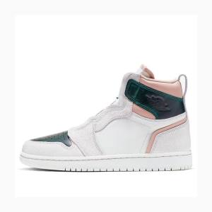 Nike Retro High Zip 'Mystic Green' Basketsko Air Jordan 1 Dame Grønn Hvite | JD-581FR