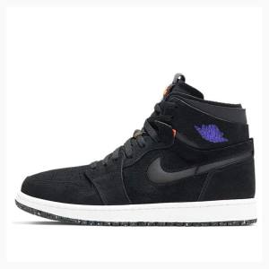 Nike Retro High Zoom Court Basketsko Air Jordan 1 Herre Svarte Lilla | JD-603OF