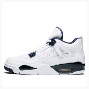 Nike Retro LS Legend Basketsko Air Jordan 4 Herre Hvite Marineblå | JD-865ZT