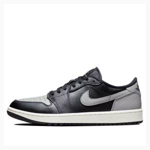 Nike Retro Low Golf Shadow Joggesko Air Jordan 1 Herre Svarte Hvite Grå | JD-045MS