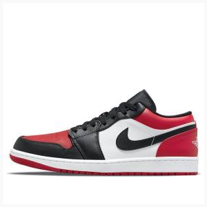 Nike Retro Low Joggesko Air Jordan 1 Herre Svarte Hvite Rød | JD-250IB