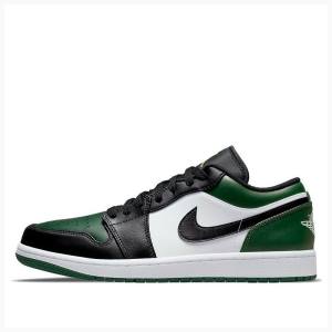 Nike Retro Low Joggesko Air Jordan 1 Herre Svarte Hvite Grønn | JD-502IF