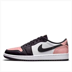 Nike Retro Low OG Bleached Coral Joggesko Air Jordan 1 Herre Hvite Svarte Rosa | JD-076XG