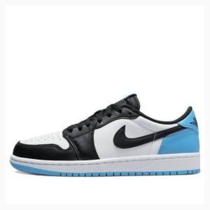 Nike Retro Low OG UNC Joggesko Air Jordan 1 Dame Svarte Hvite Blå | JD-608IC