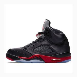 Nike Retro Satin Bred Basketsko Air Jordan 5 Herre Svarte Rød | JD-283MT