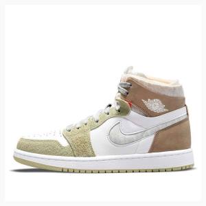 Nike Zoom Air CMFT Aura Basketsko Air Jordan 1 Dame Hvite Grå Brune | JD-403KR