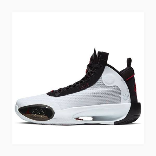 Nike (GS) BQ3384 Basketsko Air Jordan 34 Dame Svarte Hvite Rød | JD-523DY