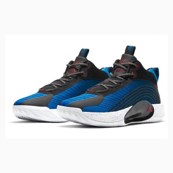 Nike Jumpman 2021 PF Blue Black Basketsko Air Jordan Herre Svarte Blå Rød | JD-489JY