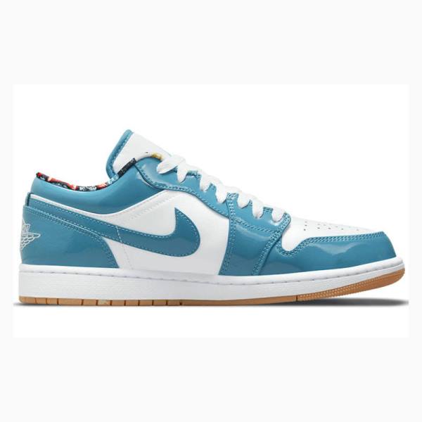 Nike Low Barcelona Cyber Teal Joggesko Air Jordan 1 Herre Hvite Blå | JD-687SF