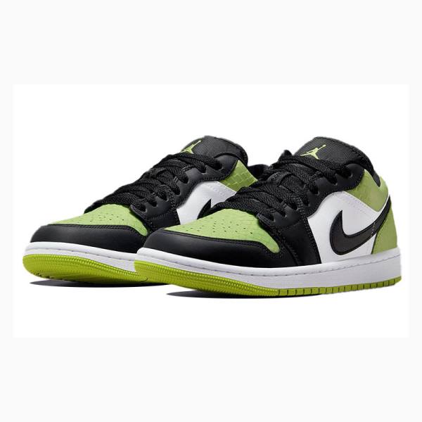 Nike Low Snakeskin Vivid Joggesko Air Jordan 1 Dame Svarte Grønn | JD-804ND