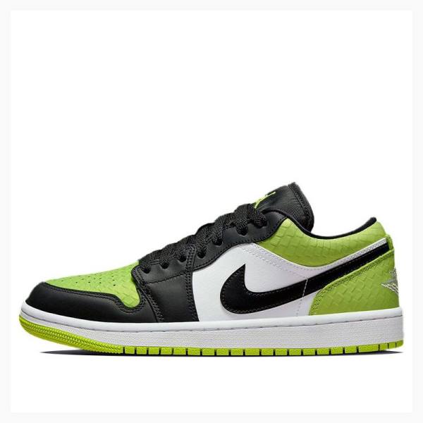 Nike Low Snakeskin Vivid Joggesko Air Jordan 1 Dame Svarte Grønn | JD-804ND