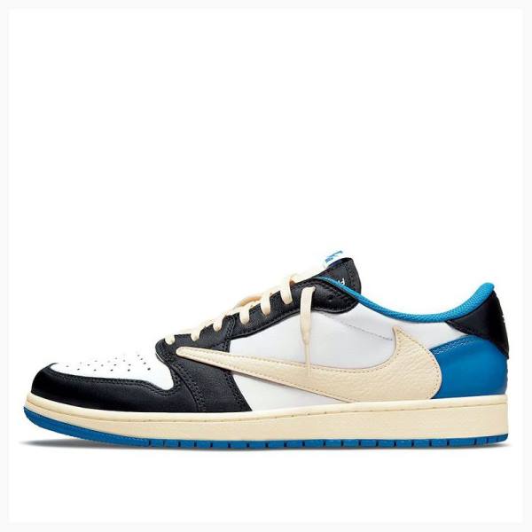 Nike Low Travis Scott x Fragment Joggesko Air Jordan 1 Herre Blå Svarte | JD-759QY