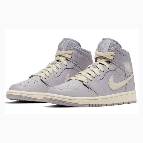 Nike Mid Atmosphere Pale Ivory Basketsko Air Jordan 1 Dame Grå | JD-519NQ