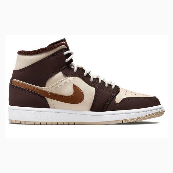 Nike Mid Brown Basalt Oatmeal Basketsko Air Jordan 1 Dame Brune | JD-742PF