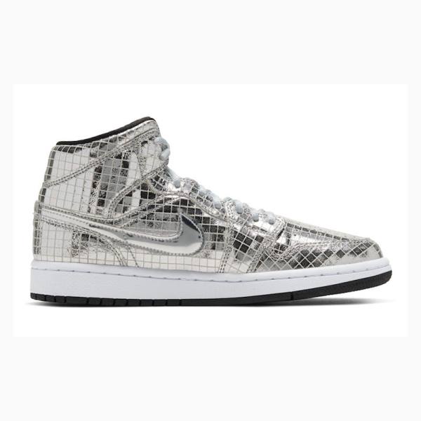 Nike Mid Flashing Lights Basketsko Air Jordan 1 Dame Sølv | JD-804GE