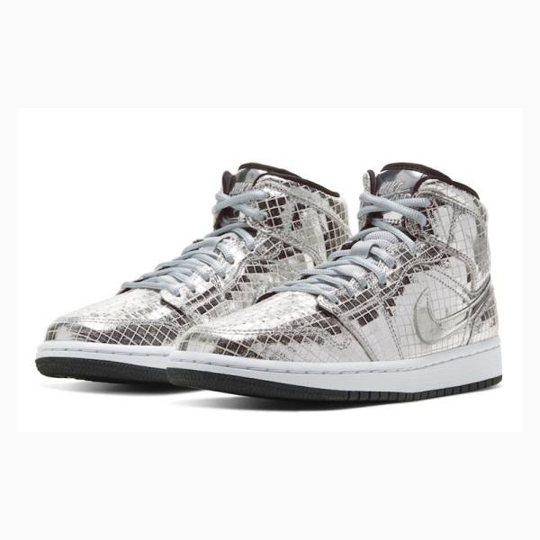 Nike Mid Flashing Lights Basketsko Air Jordan 1 Dame Sølv | JD-804GE