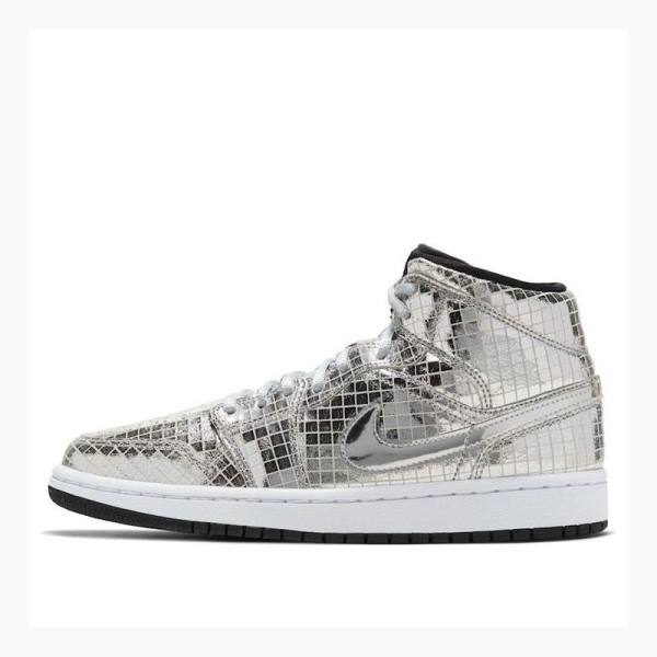 Nike Mid Flashing Lights Basketsko Air Jordan 1 Dame Sølv | JD-804GE