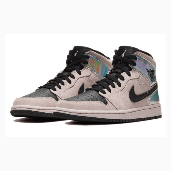 Nike Mid Iridescent Basketsko Air Jordan 1 Dame Rosa Svarte | JD-512EL