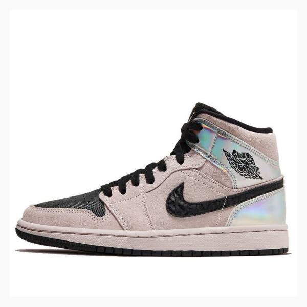 Nike Mid Iridescent Basketsko Air Jordan 1 Dame Rosa Svarte | JD-512EL