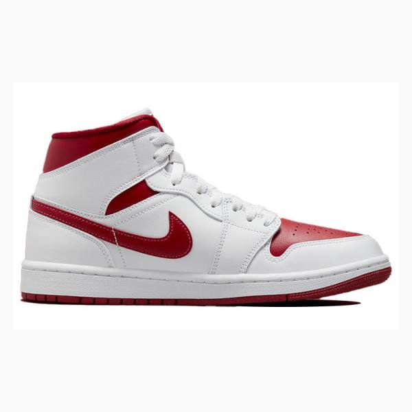 Nike Mid Reverse Chicago Basketsko Air Jordan 1 Dame Hvite Rød | JD-236AL