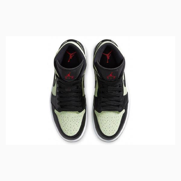 Nike Mid SE 'Black Barely Volt' Basketsko Air Jordan 1 Dame Svarte Grønn | JD-764YX