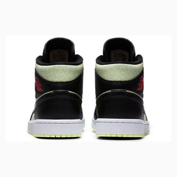 Nike Mid SE 'Black Barely Volt' Basketsko Air Jordan 1 Dame Svarte Grønn | JD-764YX