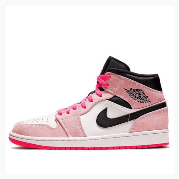 Nike Mid SE Crimson Tint Hyper Basketsko Air Jordan 1 Herre Rosa | JD-301UX