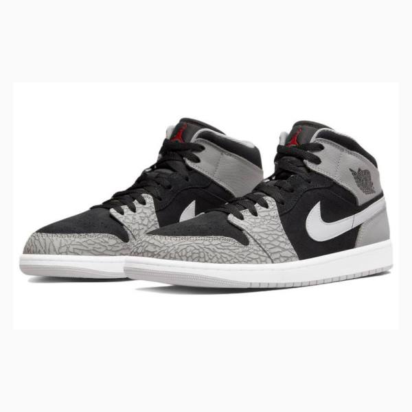 Nike Mid SE Elephant Print Basketsko Air Jordan 1 Herre Hvite Svarte Grå | JD-943GJ