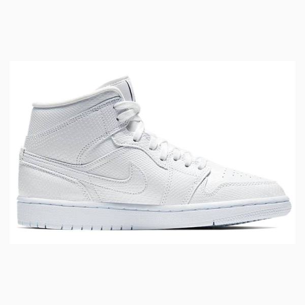 Nike Mid 'White Snakeskin'(W) Basketsko Air Jordan 1 Dame Hvite | JD-174GL