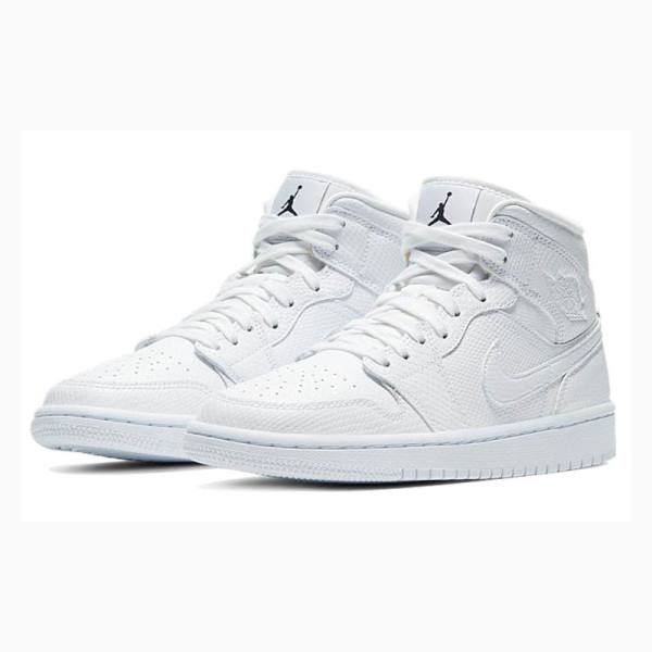 Nike Mid 'White Snakeskin'(W) Basketsko Air Jordan 1 Dame Hvite | JD-174GL