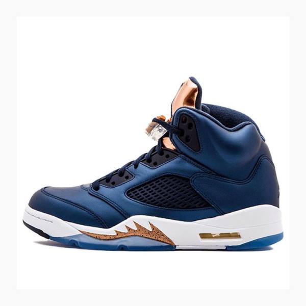 Nike Retro Bronze Basketsko Air Jordan 5 Herre Blå | JD-437EB